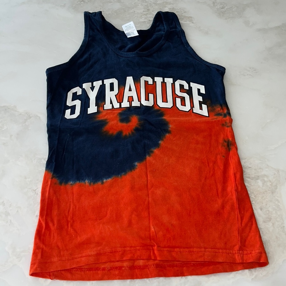 Syracuse University SU Women’s Tie Dye Tank XS Orange & Blue with White Writing